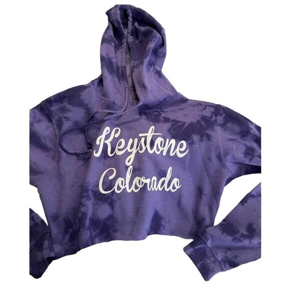 Tie Dye Cropped Hoodie Sweatshirt - Purple - Women's Small - Picture 1 of 5